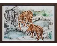 TIGRES SE DESALTÉRANT - Original